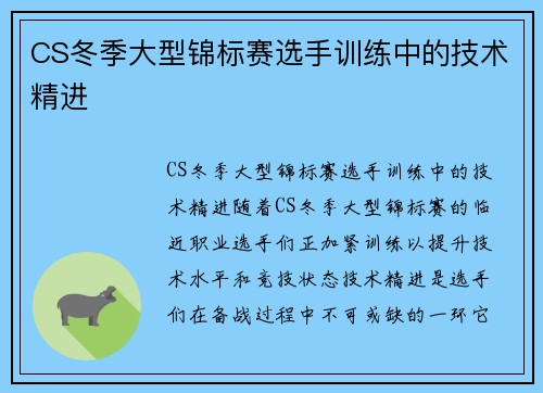 CS冬季大型锦标赛选手训练中的技术精进