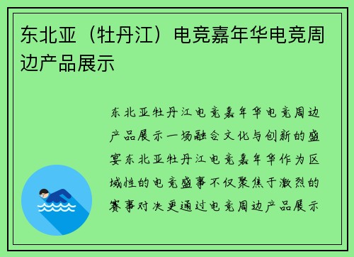 东北亚（牡丹江）电竞嘉年华电竞周边产品展示
