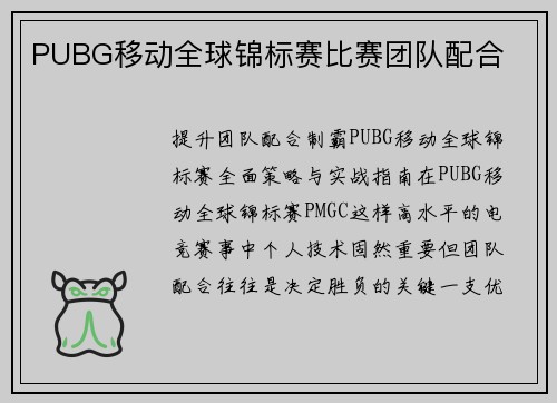 PUBG移动全球锦标赛比赛团队配合