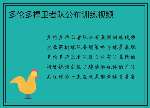 多伦多捍卫者队公布训练视频